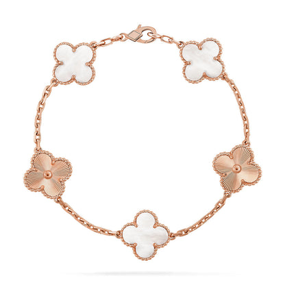 [Luxery]CLOVER WHITE PEARL MOP 5 MOTIF BRACELET COLLECTION