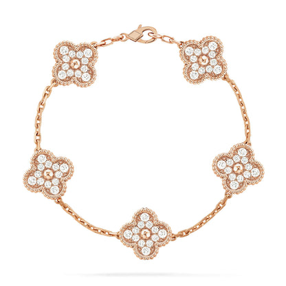 [Luxery] CLOVER 5 MOTIF FULL DIAMOND BRACELET COLLECTION