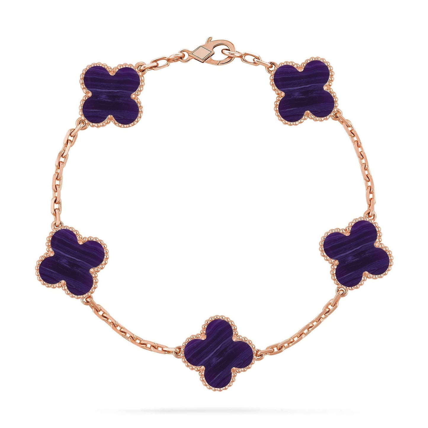[Luxery]CLOVER 5 MOTIF PURPLE STRIPES BRACELET COLLECTION