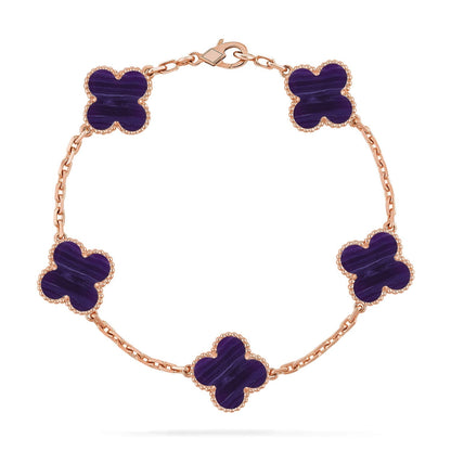 [Luxery]CLOVER 5 MOTIF PURPLE STRIPES BRACELET COLLECTION