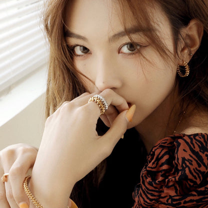 [Luxery]CLASH SMALL HOOP EARRINGS