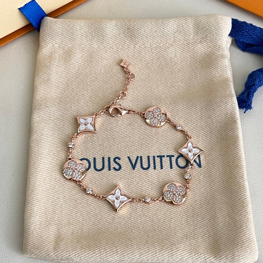 [Luxery]SIX FLOWERS PINK GOLD DIAMOND BRACELET