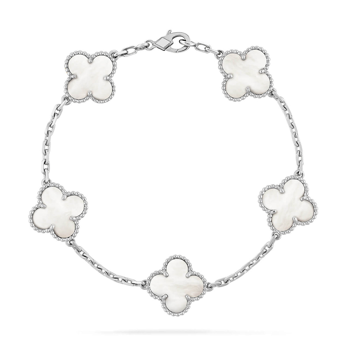 [Luxery]CLOVER WHITE PEARL MOP 5 MOTIF BRACELET COLLECTION