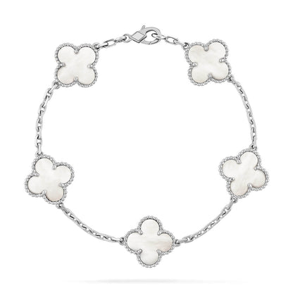 [Luxery]CLOVER WHITE PEARL MOP 5 MOTIF BRACELET COLLECTION