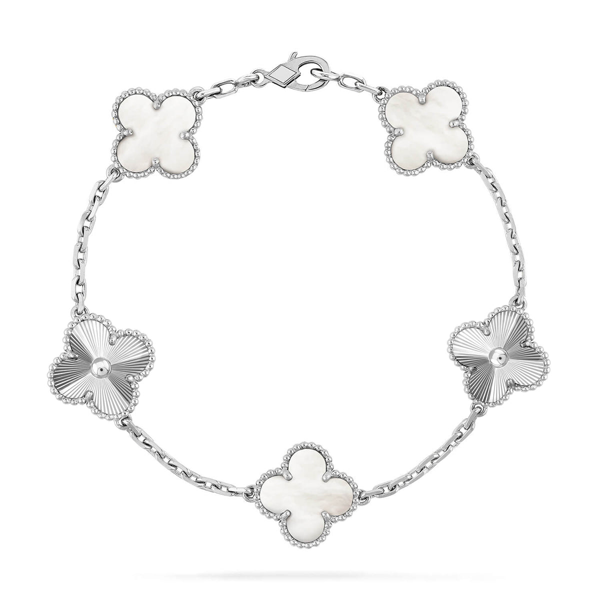[Luxery]CLOVER WHITE PEARL MOP 5 MOTIF BRACELET COLLECTION
