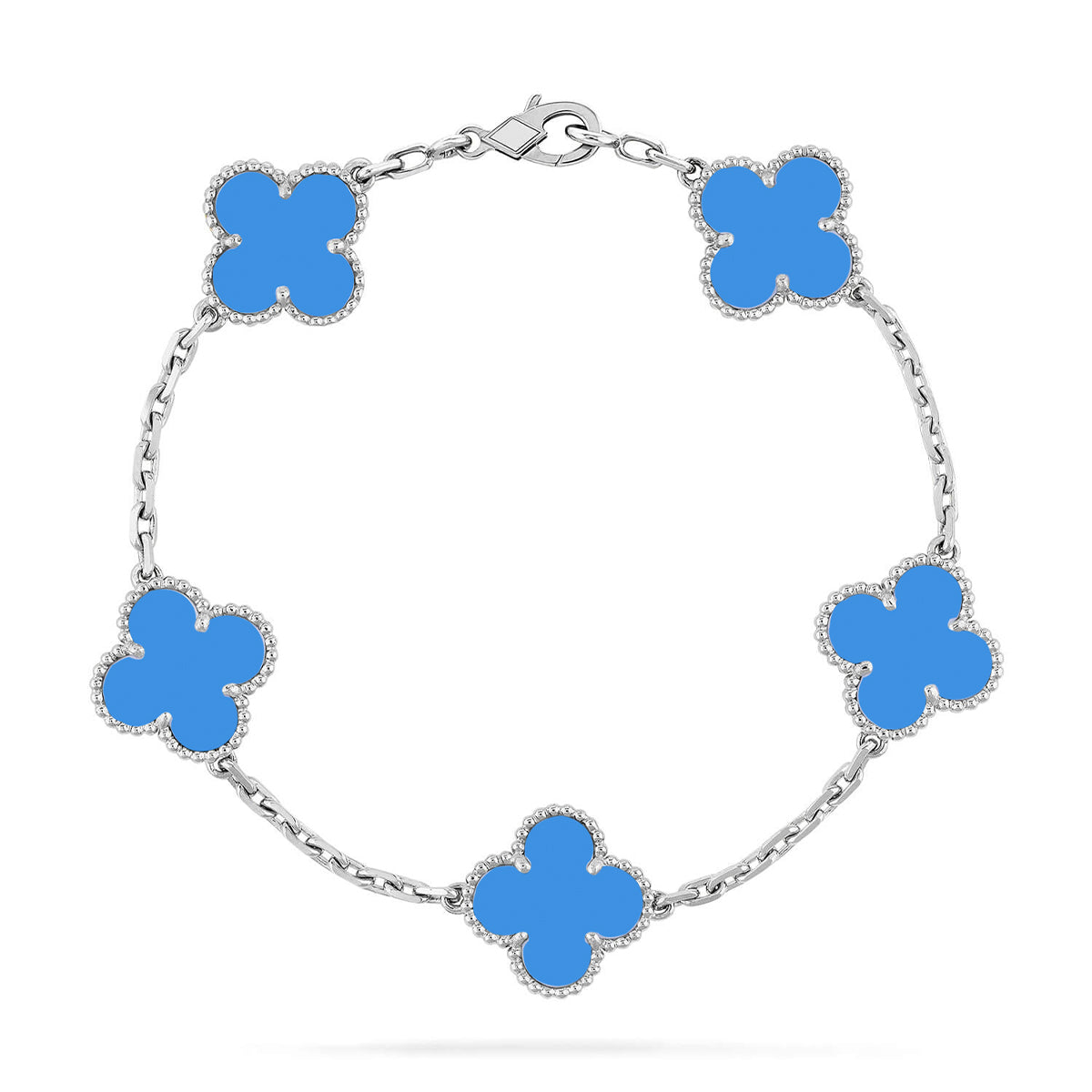 [Luxery] CLOVER 5 MOTIF BLUE AGATE BRACELET COLLECTION