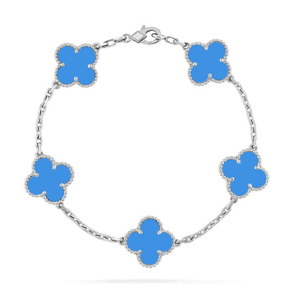 [Luxery] CLOVER 5 MOTIF BLUE AGATE BRACELET COLLECTION
