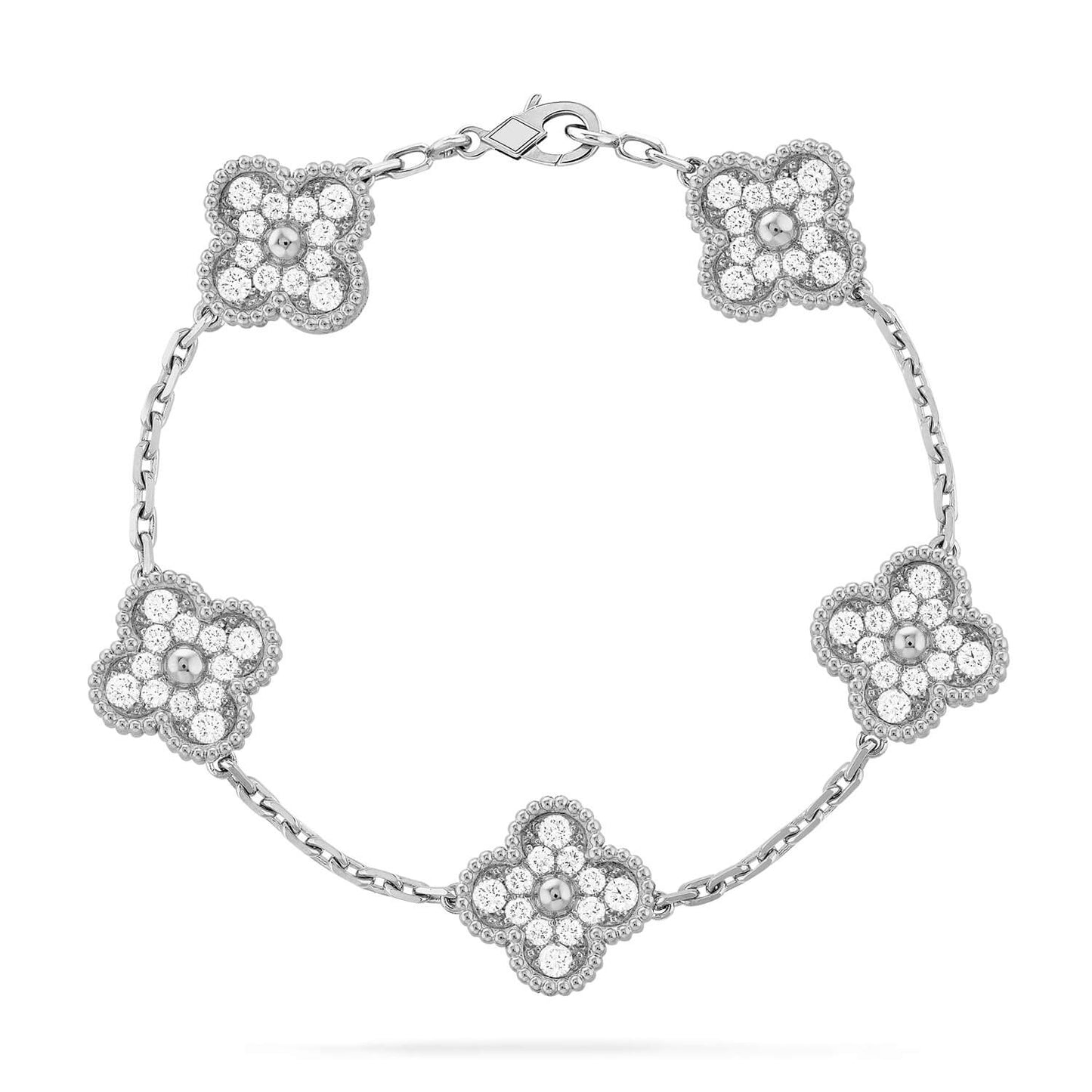 [Luxery] CLOVER 5 MOTIF FULL DIAMOND BRACELET COLLECTION