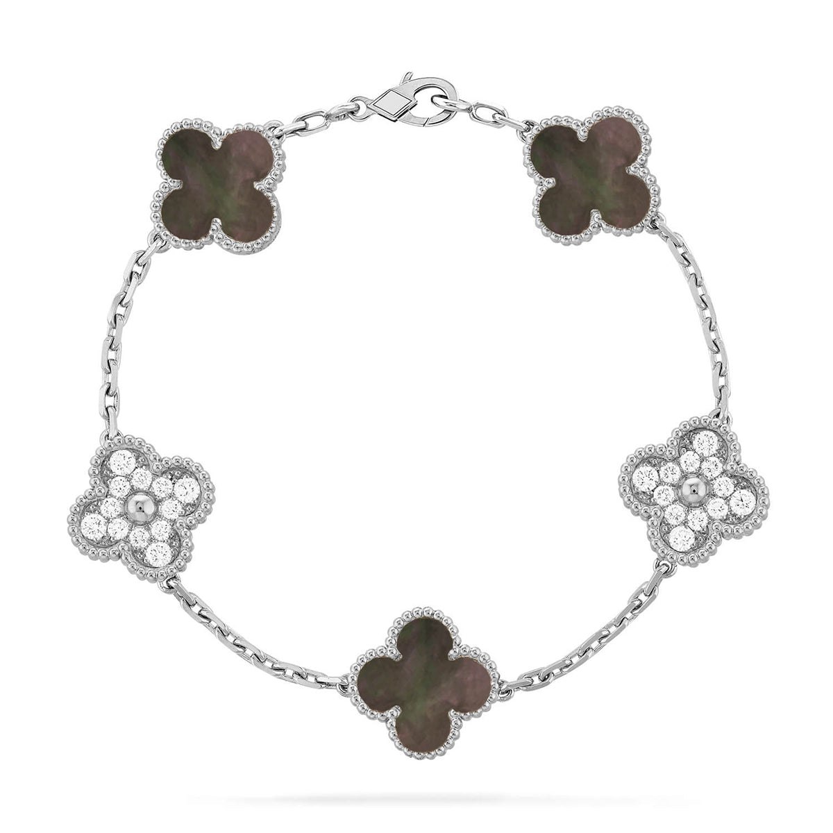 [Luxery] CLOVER 5 MOTIF GRAY MOP BRACELET COLLECTION