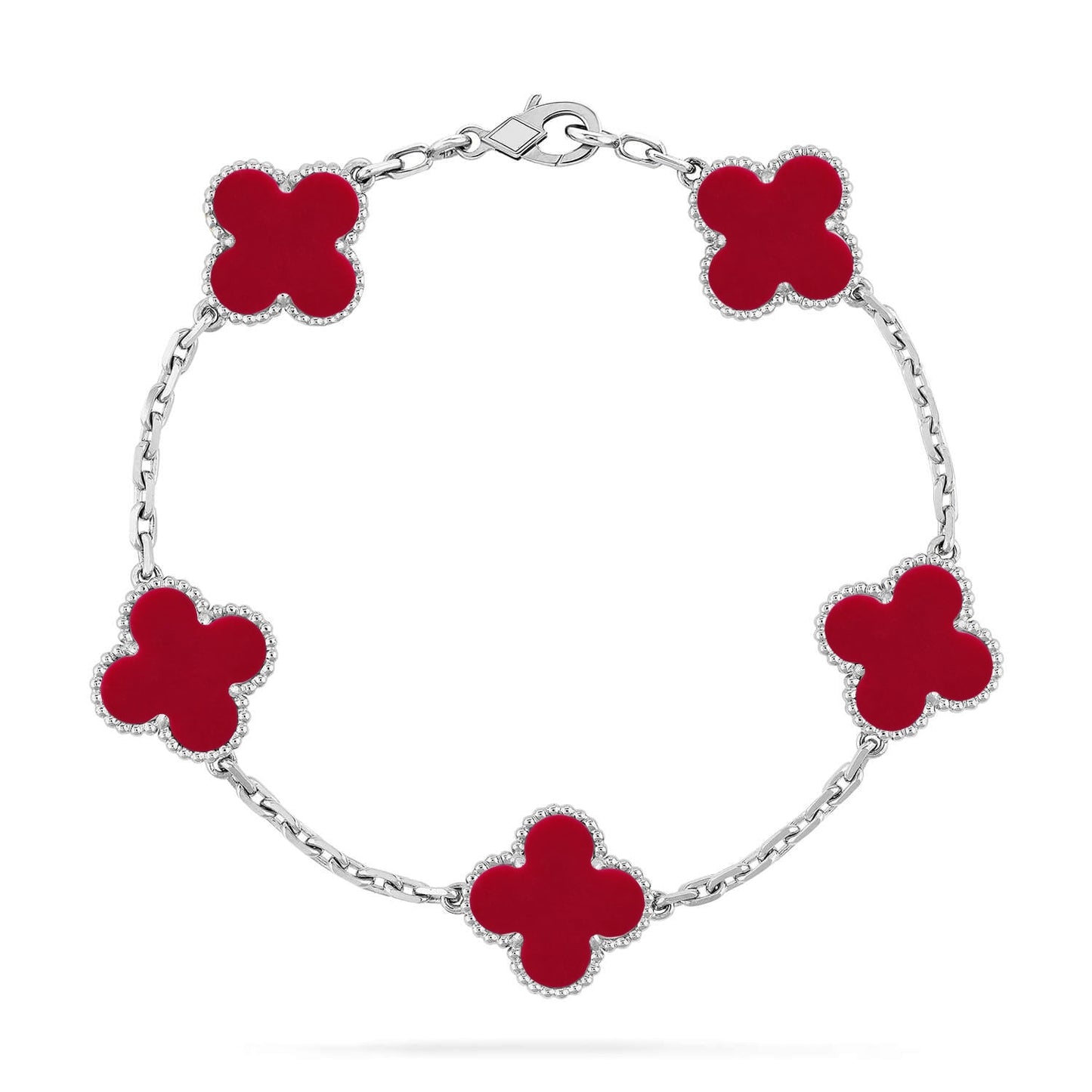 [Luxery] CLOVER 5 MOTIF RED CORNELIAN BRACELET COLLECTION