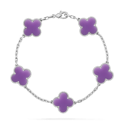 [Luxery]CLOVER 5 MOTIF LIGHT PURPLE BRACELET COLLECTION