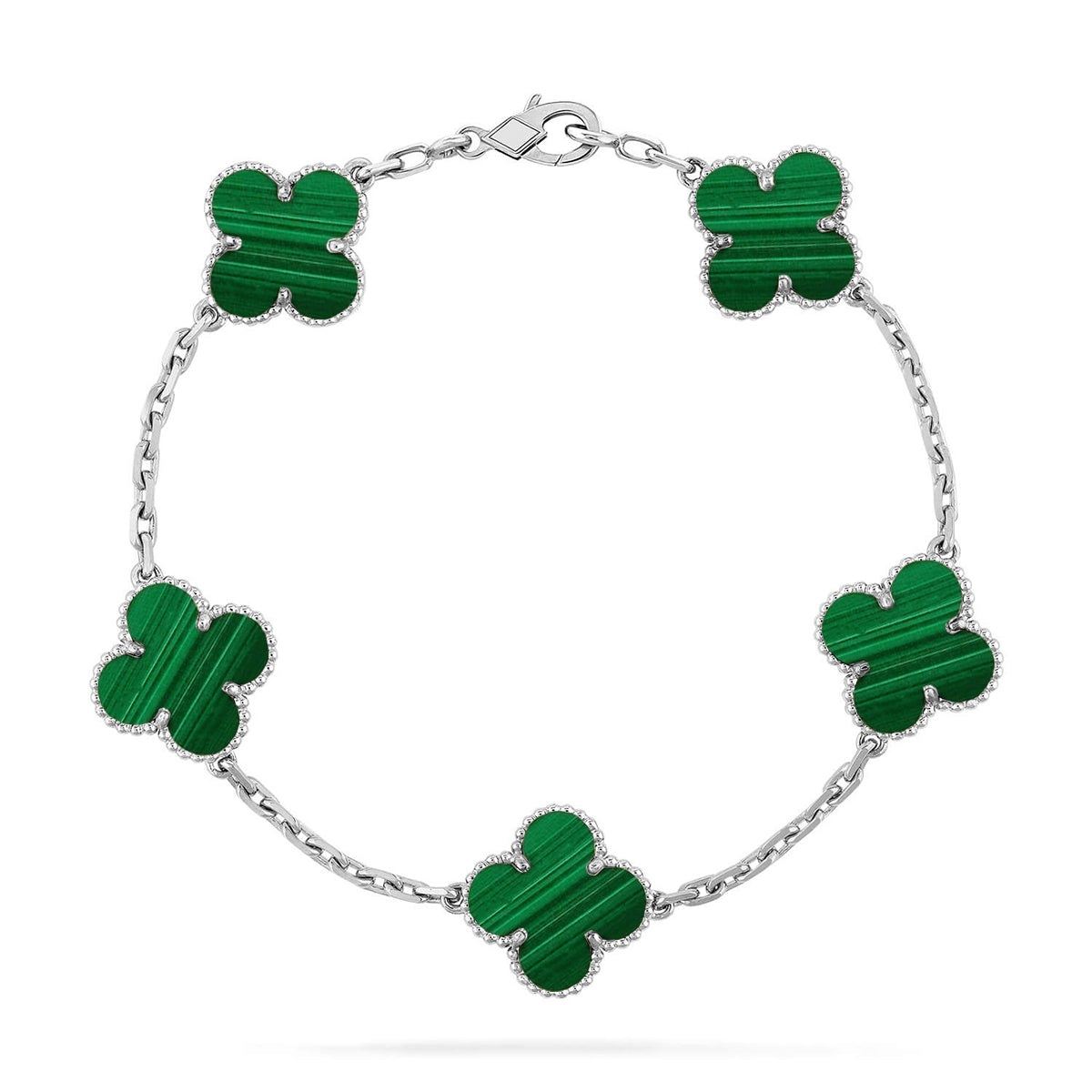 [Luxery] CLOVER 5 MOTIF MALACHITE BRACELET COLLECTION