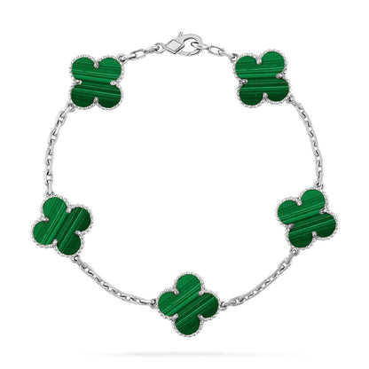 [Luxery] CLOVER 5 MOTIF MALACHITE BRACELET COLLECTION