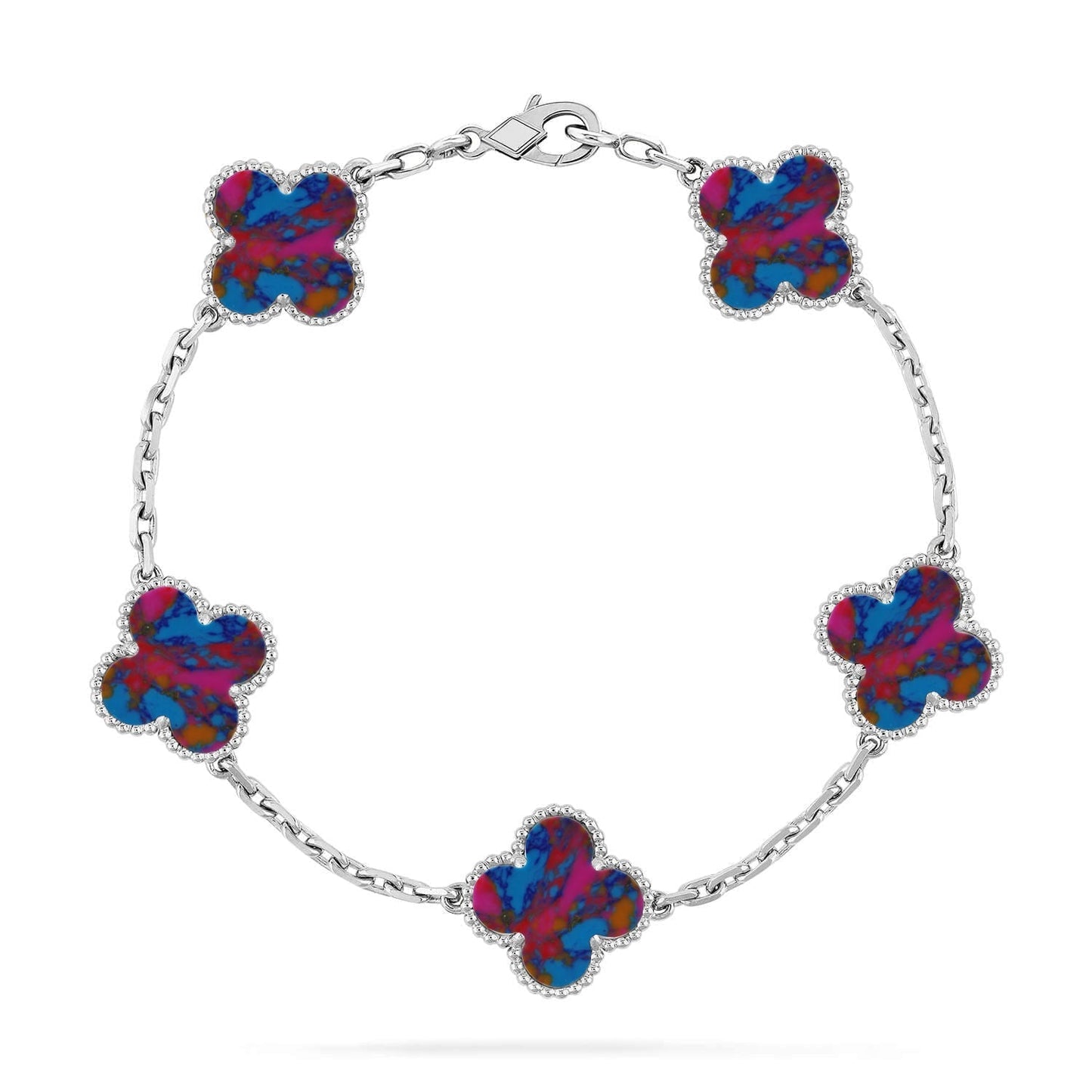 [Luxery]CLOVER 5 MOTIF COLOR GEMSTONES BRACELET COLLECTION