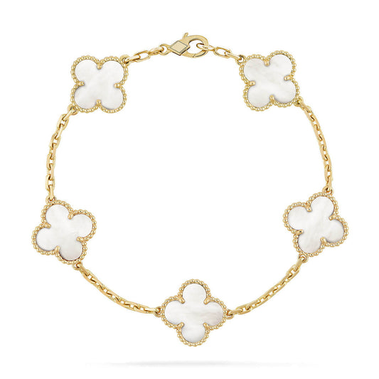 [Luxery]CLOVER WHITE PEARL MOP 5 MOTIF BRACELET COLLECTION