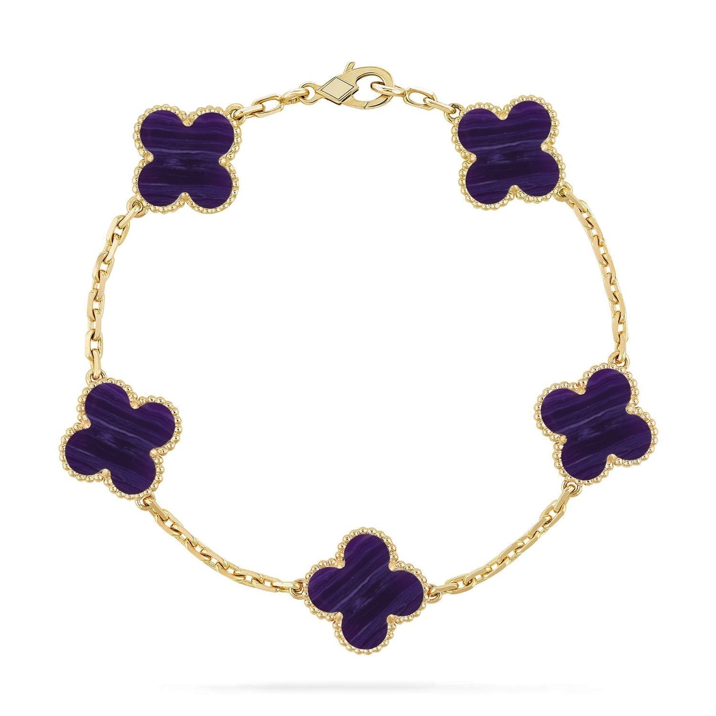 [Luxery]CLOVER 5 MOTIF PURPLE STRIPES BRACELET COLLECTION