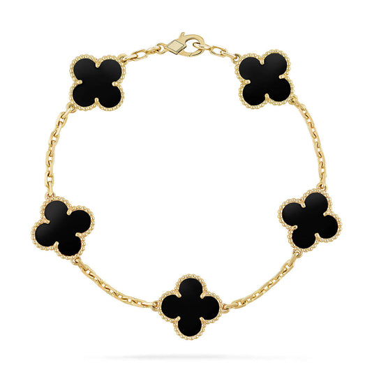 [Luxery] CLOVER 5 MOTIF ONYXS BRACELET COLLECTION