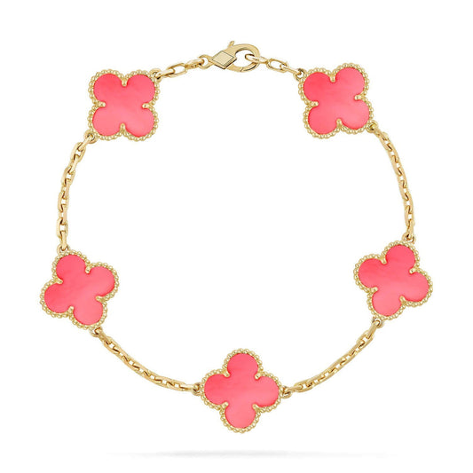 [Luxery] CLOVER 5 MOTIFS  PINK MOP BRACELET COLLECTION