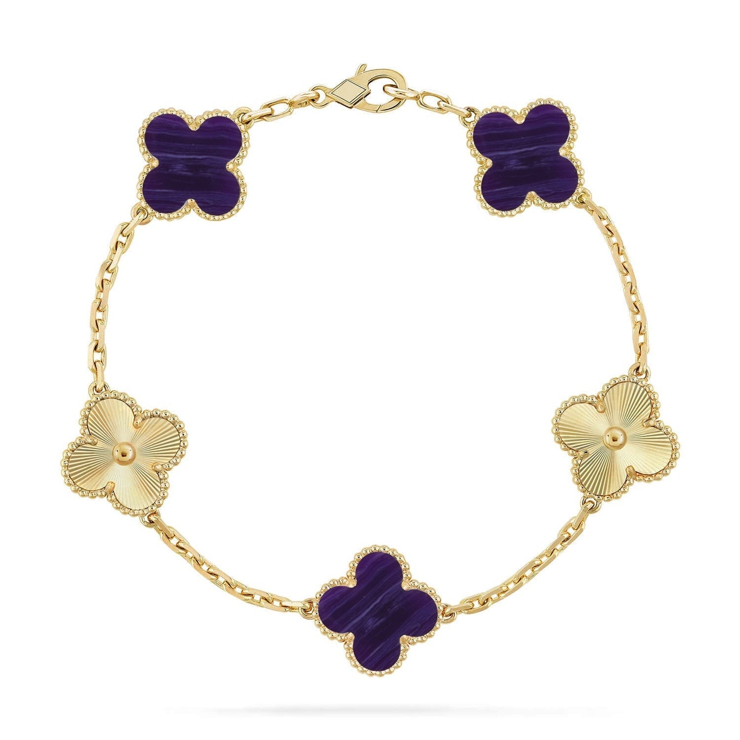 [Luxery]CLOVER 5 MOTIF PURPLE STRIPES BRACELET COLLECTION