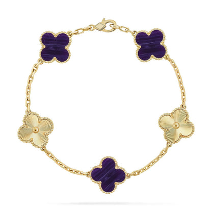 [Luxery]CLOVER 5 MOTIF PURPLE STRIPES BRACELET COLLECTION
