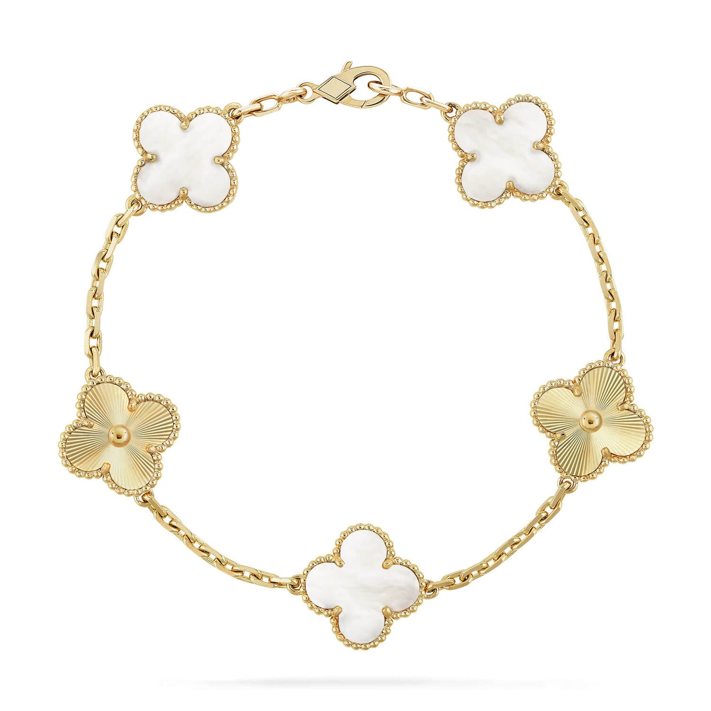 [Luxery]CLOVER WHITE PEARL MOP 5 MOTIF BRACELET COLLECTION