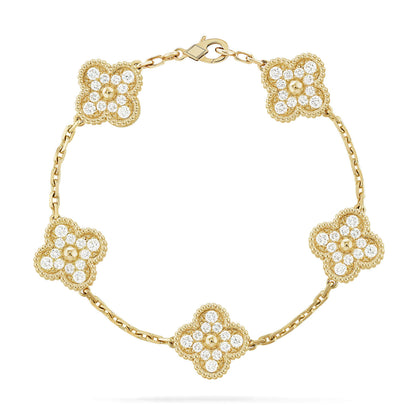 [Luxery] CLOVER 5 MOTIF FULL DIAMOND BRACELET COLLECTION