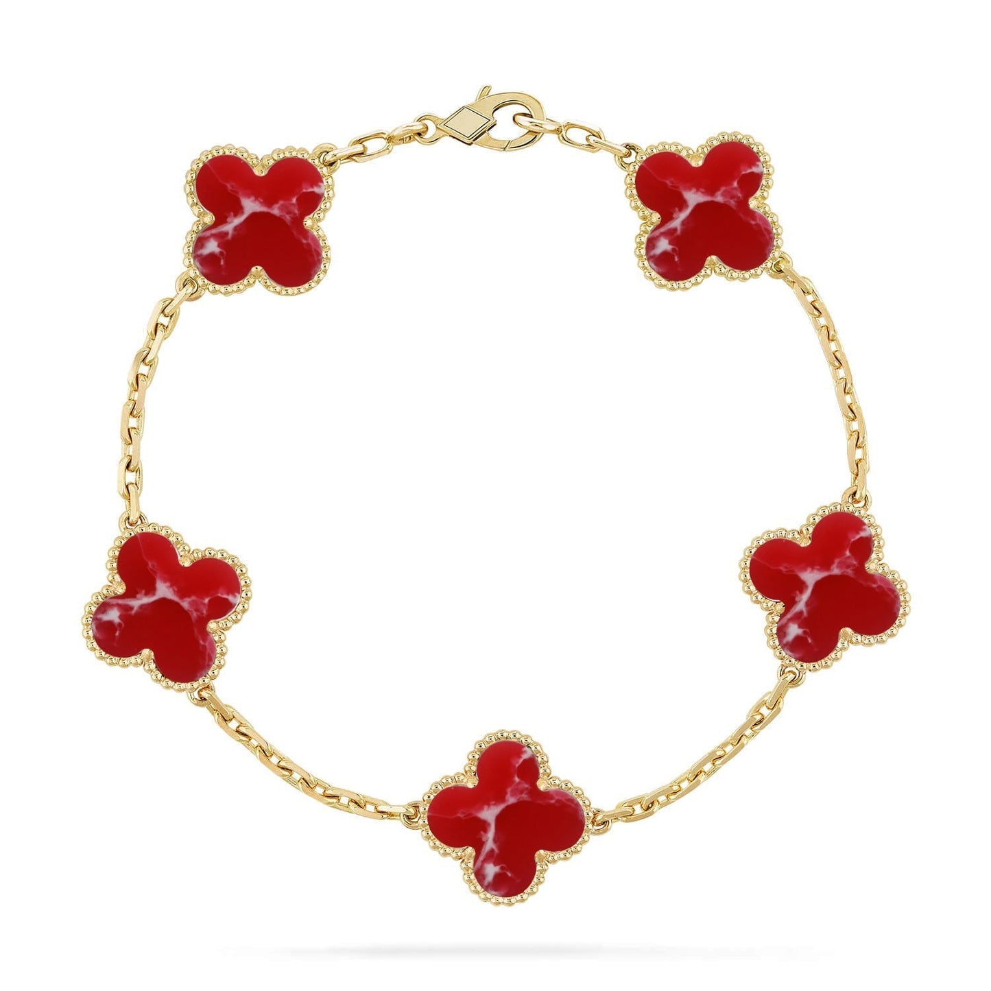 [Luxery]CLOVER 5 MOTIF RED PATTERN BRACELET COLLECTION