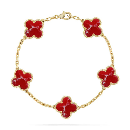 [Luxery]CLOVER 5 MOTIF RED PATTERN BRACELET COLLECTION
