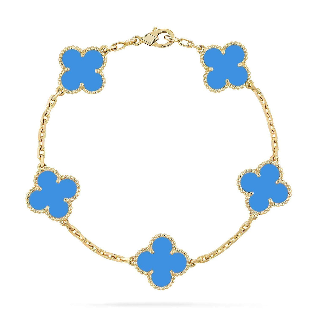 [Luxery] CLOVER 5 MOTIF BLUE AGATE BRACELET COLLECTION