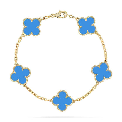 [Luxery] CLOVER 5 MOTIF BLUE AGATE BRACELET COLLECTION