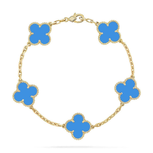 [Luxery] CLOVER 5 MOTIF BLUE AGATE BRACELET COLLECTION