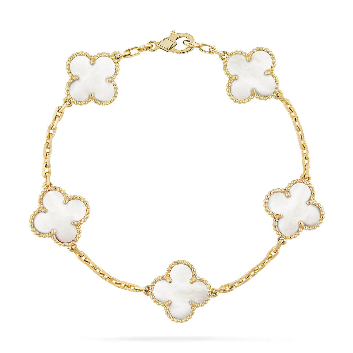 [Luxery]CLOVER WHITE PEARL MOP 5 MOTIF BRACELET COLLECTION