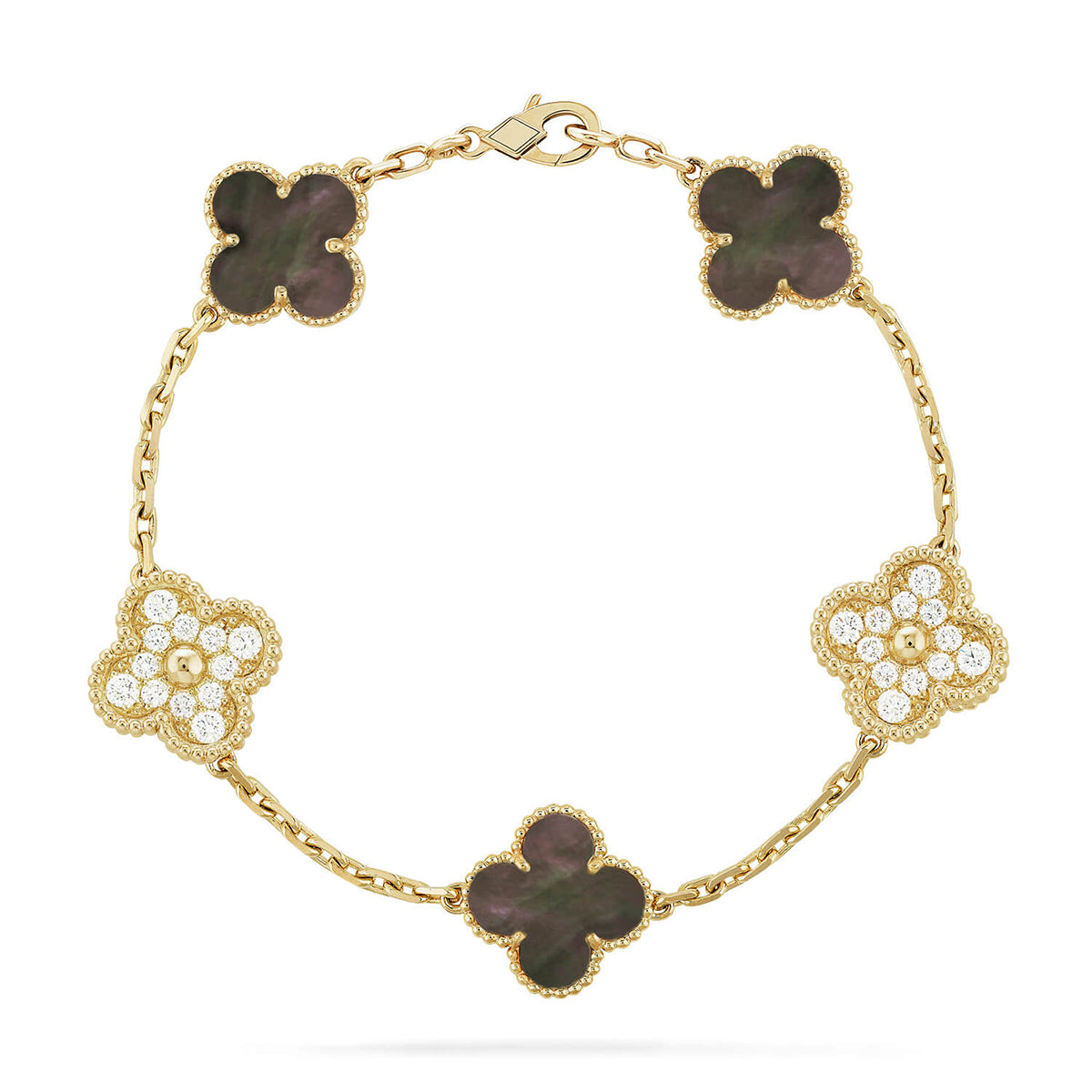 [Luxery] CLOVER 5 MOTIF GRAY MOP BRACELET COLLECTION