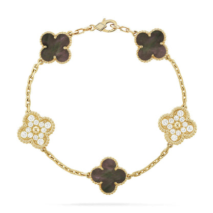 [Luxery] CLOVER 5 MOTIF GRAY MOP BRACELET COLLECTION