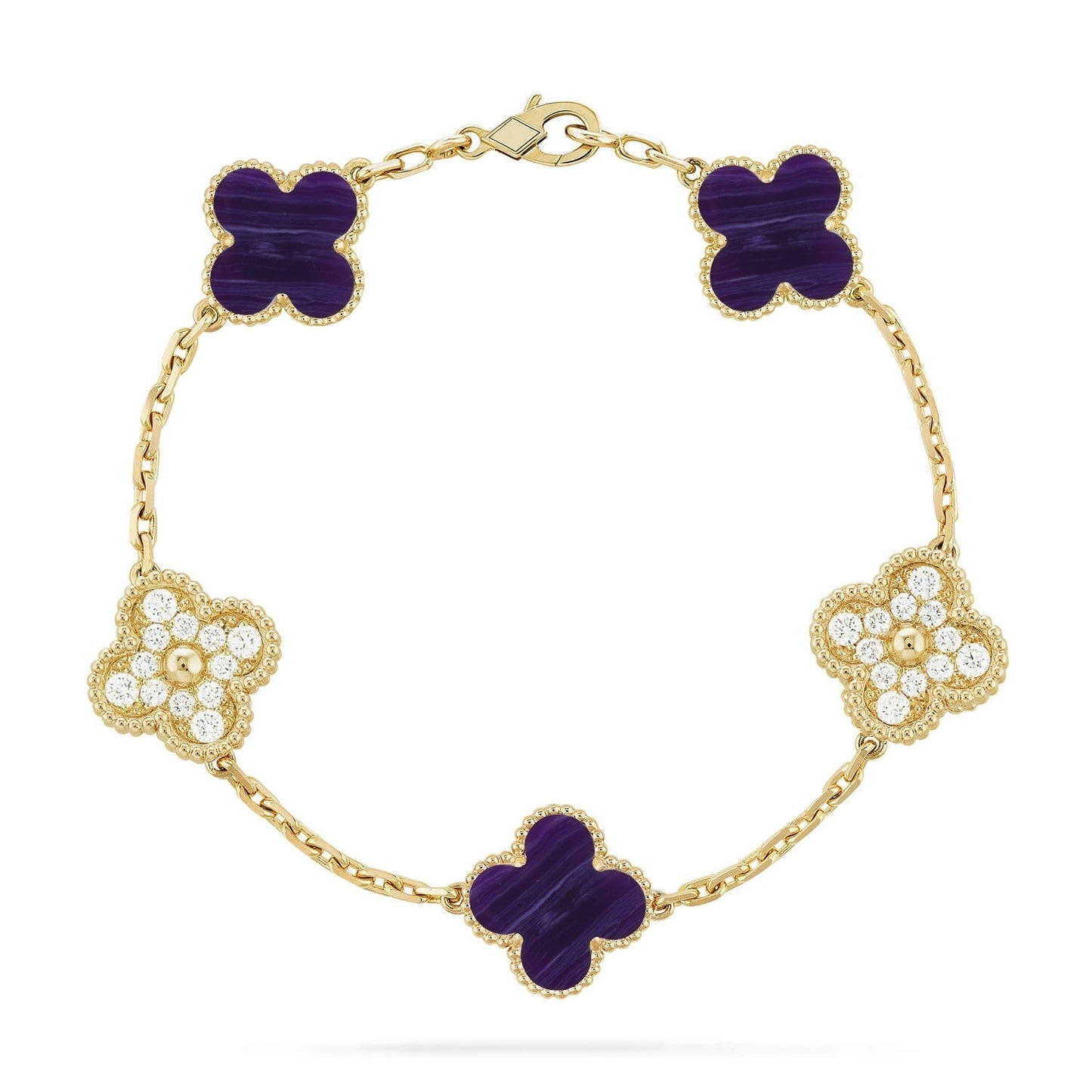 [Luxery]CLOVER 5 MOTIF PURPLE STRIPES BRACELET COLLECTION