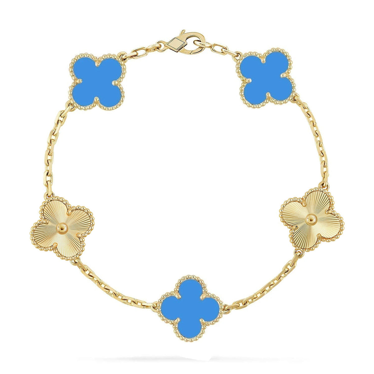 [Luxery] CLOVER 5 MOTIF BLUE AGATE BRACELET COLLECTION