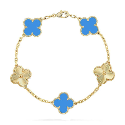 [Luxery] CLOVER 5 MOTIF BLUE AGATE BRACELET COLLECTION