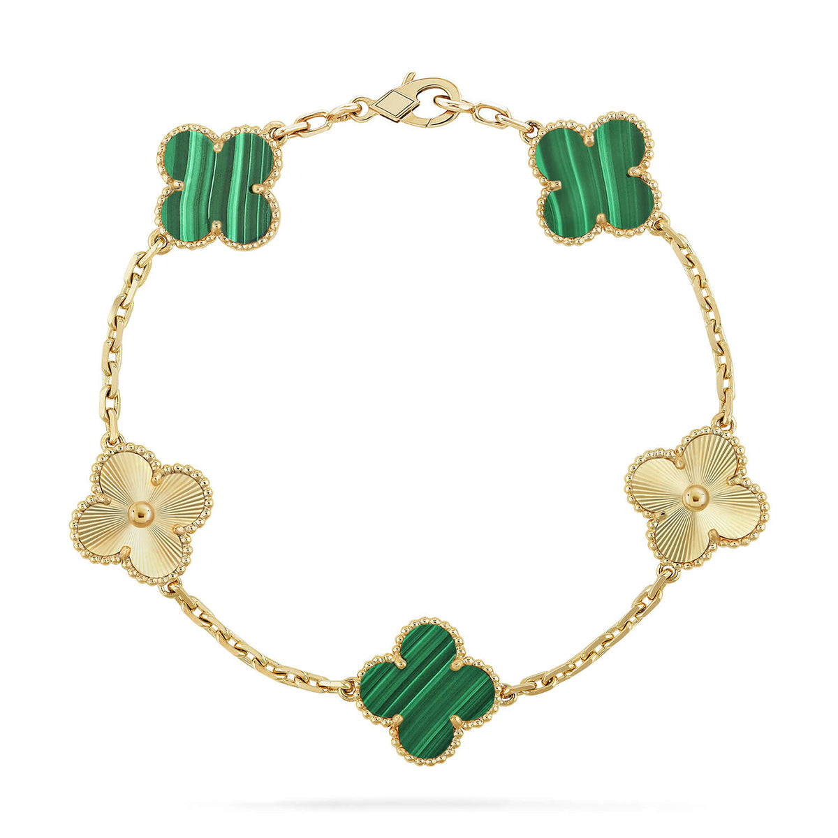 [Luxery] CLOVER 5 MOTIF MALACHITE BRACELET COLLECTION