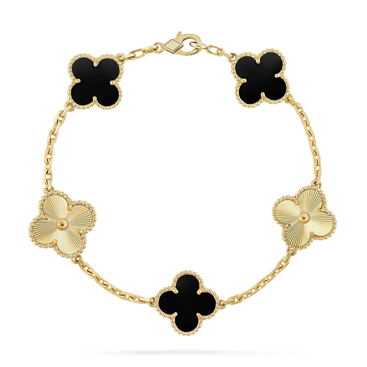 [Luxery] CLOVER 5 MOTIF ONYXS BRACELET COLLECTION