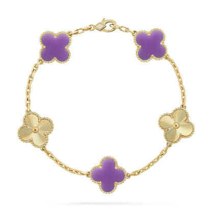 [Luxery]CLOVER 5 MOTIF LIGHT PURPLE BRACELET COLLECTION