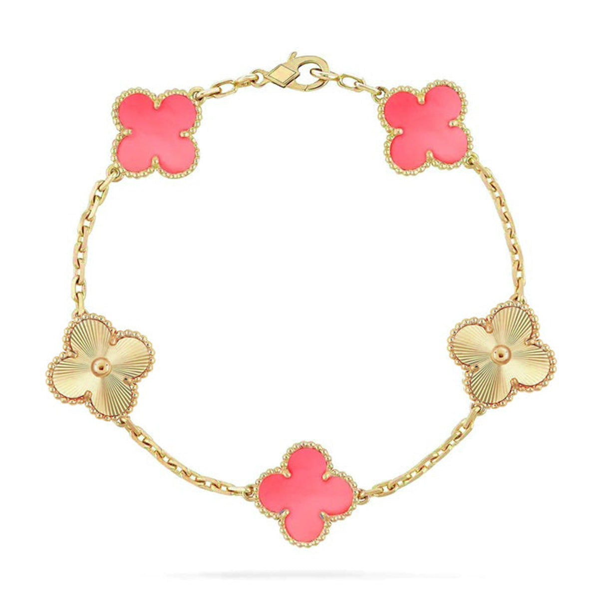[Luxery] CLOVER 5 MOTIFS  PINK MOP BRACELET COLLECTION