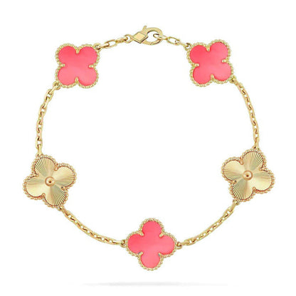[Luxery] CLOVER 5 MOTIFS  PINK MOP BRACELET COLLECTION