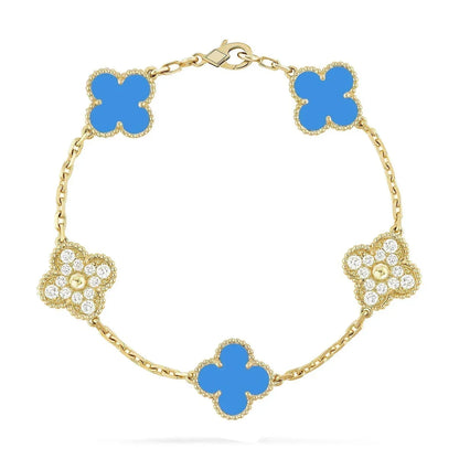 [Luxery] CLOVER 5 MOTIF BLUE AGATE BRACELET COLLECTION