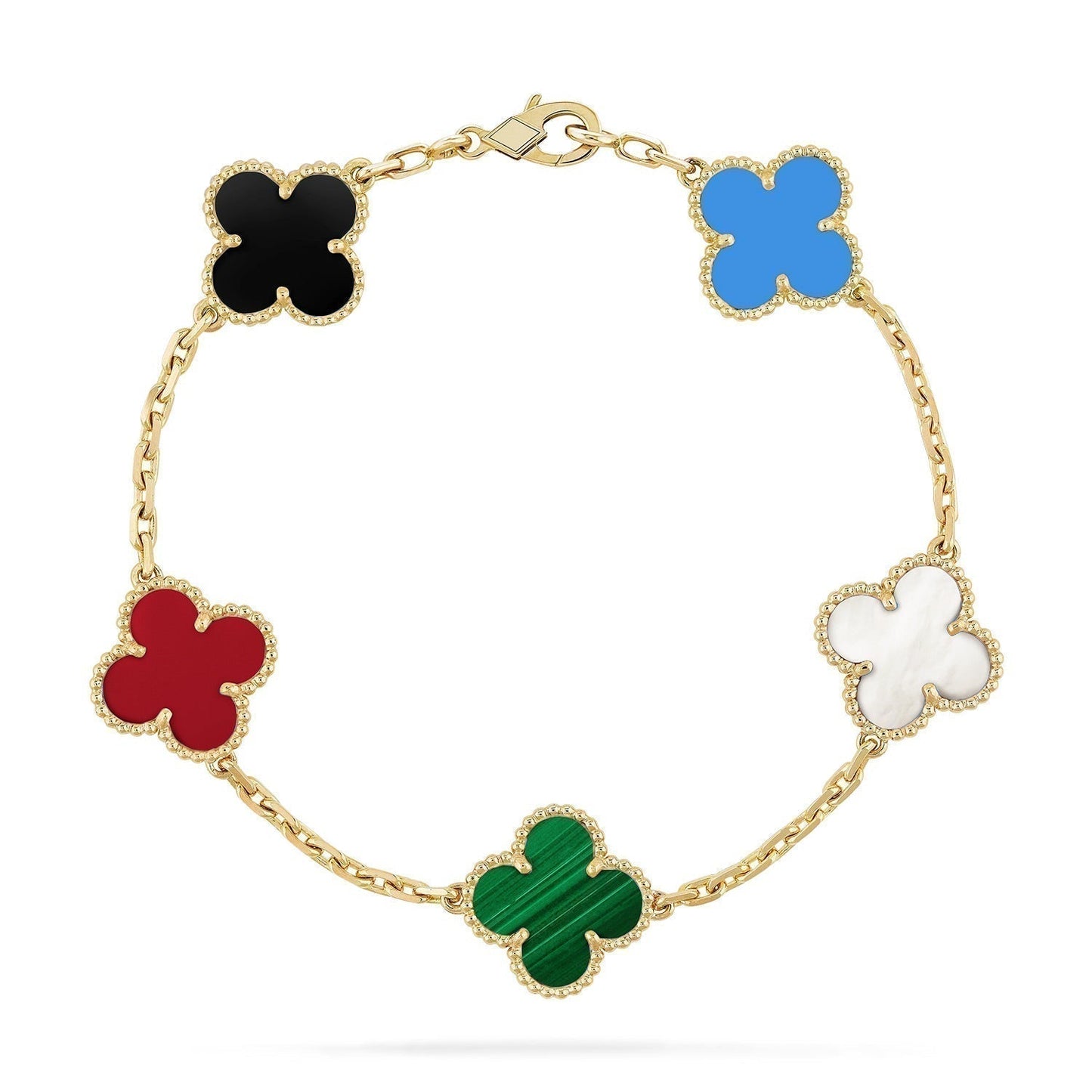 [Luxery]CLOVER 5 MOTIFS MULTICOLOR BRACELET