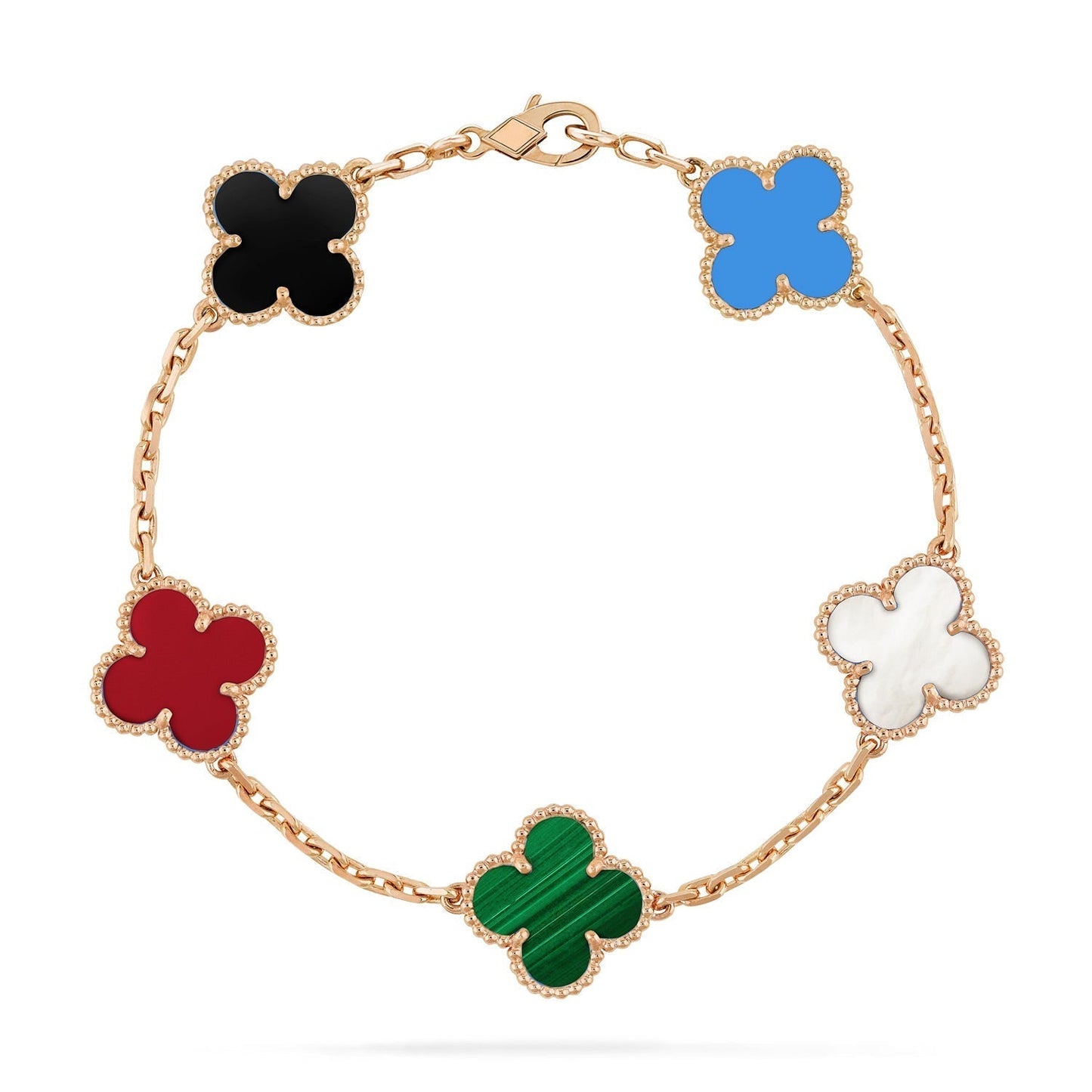 [Luxery]CLOVER 5 MOTIFS MULTICOLOR BRACELET