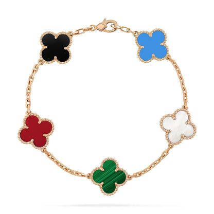 [Luxery]CLOVER 5 MOTIFS MULTICOLOR BRACELET