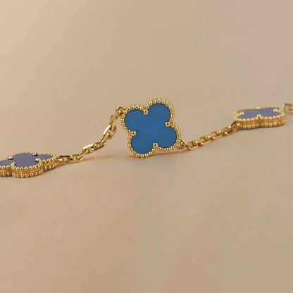 [Luxery] CLOVER 5 MOTIF BLUE AGATE BRACELET COLLECTION