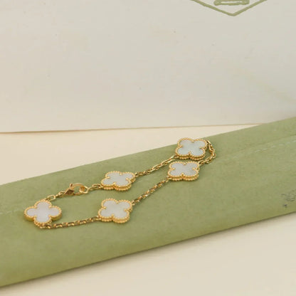 [Luxery]CLOVER WHITE PEARL MOP 5 MOTIF BRACELET COLLECTION