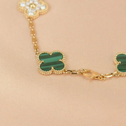 [Luxery] CLOVER 5 MOTIF MALACHITE BRACELET COLLECTION