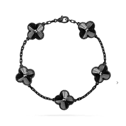 [Luxery]CLOVER 5 MOTIF BLACK BRACELET